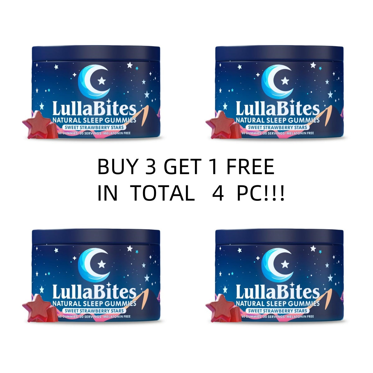 Gomitas Dulces para Dormir Fresa y Estrella - Fórmula natural - 30 porciones