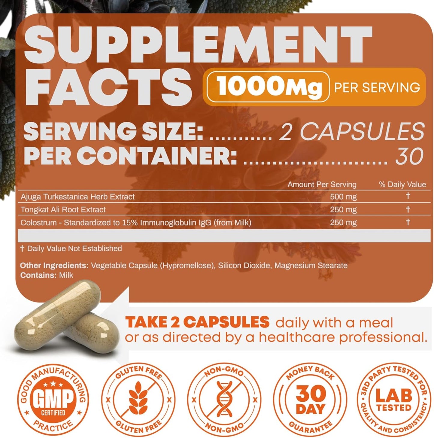 Turkesterone y Tongkat Ali - Constructor de Músculo y Suplemento de Fuerza para Atletas - 1000mg por Dosis, 60 Cápsulas