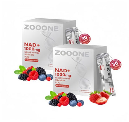 ZOOONE NR1000 - NAD+ Berry Flavor Drink Mix for Skin Aging Support, Energy, and Focus - 30 Pack