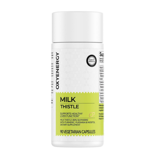 OxyEnergy Cardo Mariano Silimarina 300mg – Desintoxicación y Reparación Hepática con Vitamina C, Inositol y Pueraria – 90 Cápsulas Vegetales