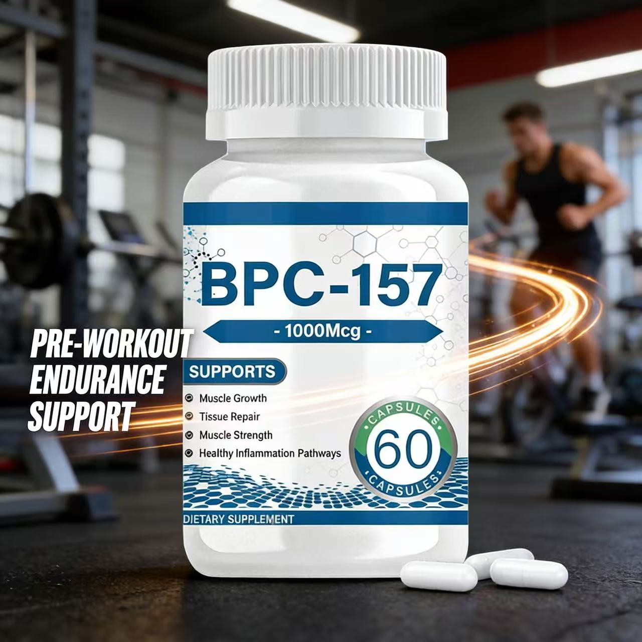 BPC-157 Muscle Growth & Repair Peptide Complex ，1000mcg per Capsule (60ct) | Non-GMO， help you bounce back faster, support whole-body wellness— convenient daily capsule.BPC 157