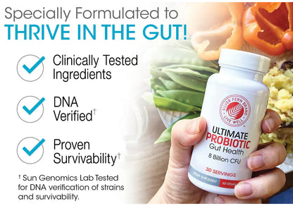 Ultimate Probiotic 8 Billion CFU – Spore-Forming, Shelf-Stable, Vegan Gut Health Supplement – 60 Capsules