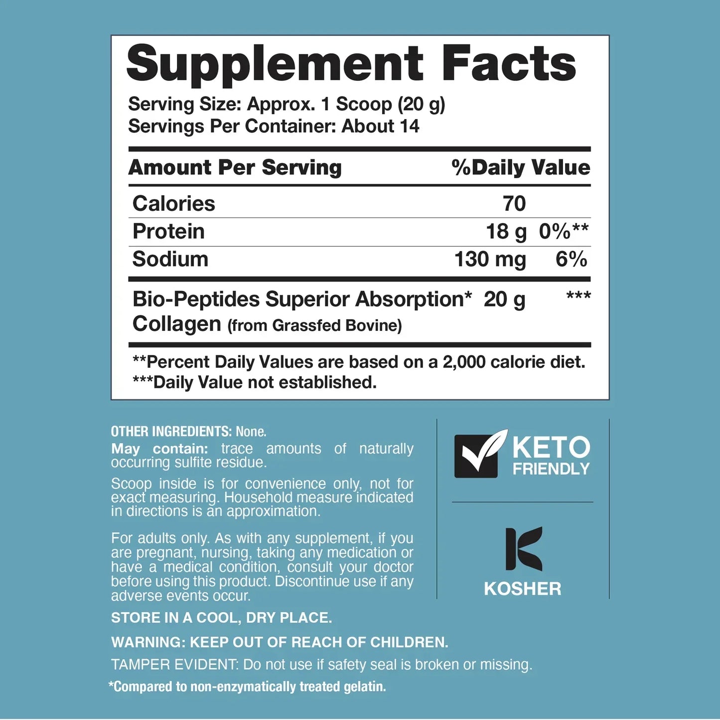 NeoCell Collagen Bio-Peptides Powder 20oz Grassfed Collagen Protein