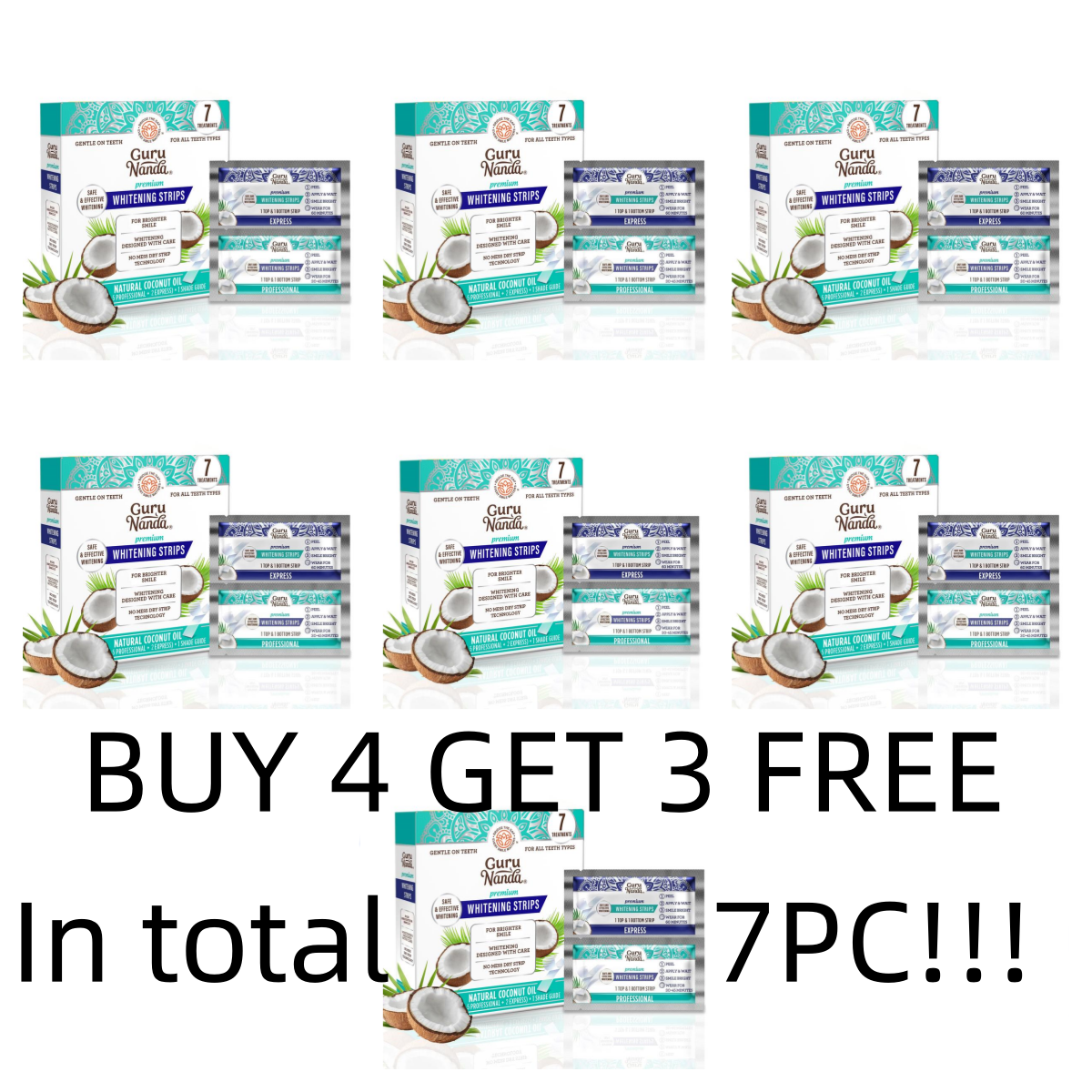 GuruNanda Teeth Whitening Strips - 7-Day Treatment with Non-Slip, Dry Strip Technology - Whitening Designed with Care for a Brighter Smile