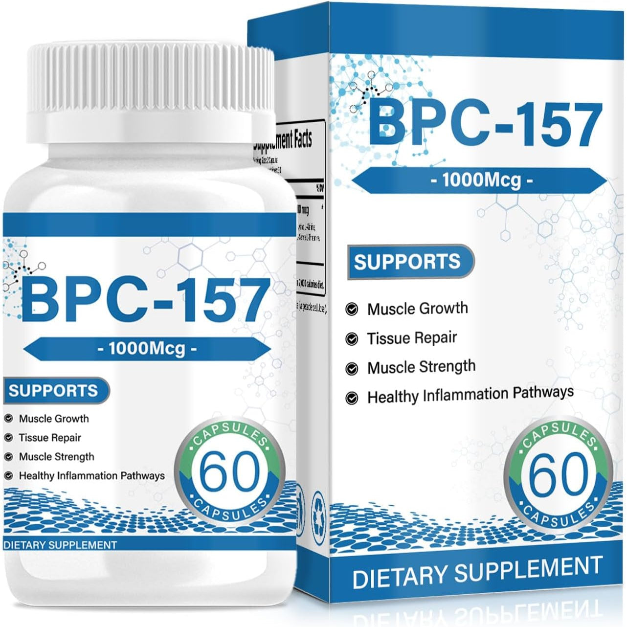 Muscle Growth & Repair Peptide Complex | 157mg Total, 1000mcg per Capsule (60ct) | Non-GMO
