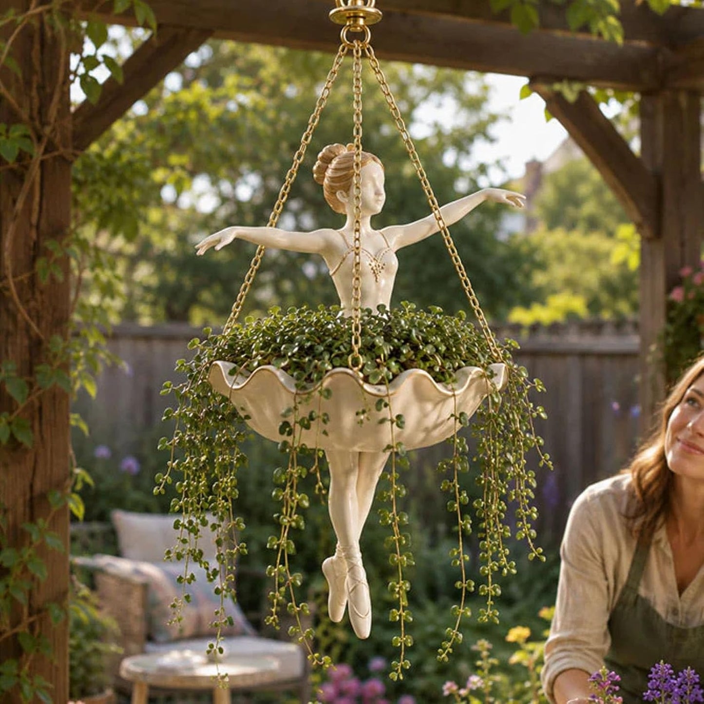 Ballet Dancer Hanging Planter – Graceful Artistry, Living Greenery 🩰🌿