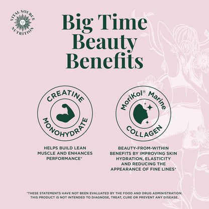 Vital Source Nutrition - Flexi - Creatine & Collagen Stick Packs - 5g Creatine Monohydrate + 1g MoriKol Collagen -Supports Strength, Recovery & Skin Health -20 Servings