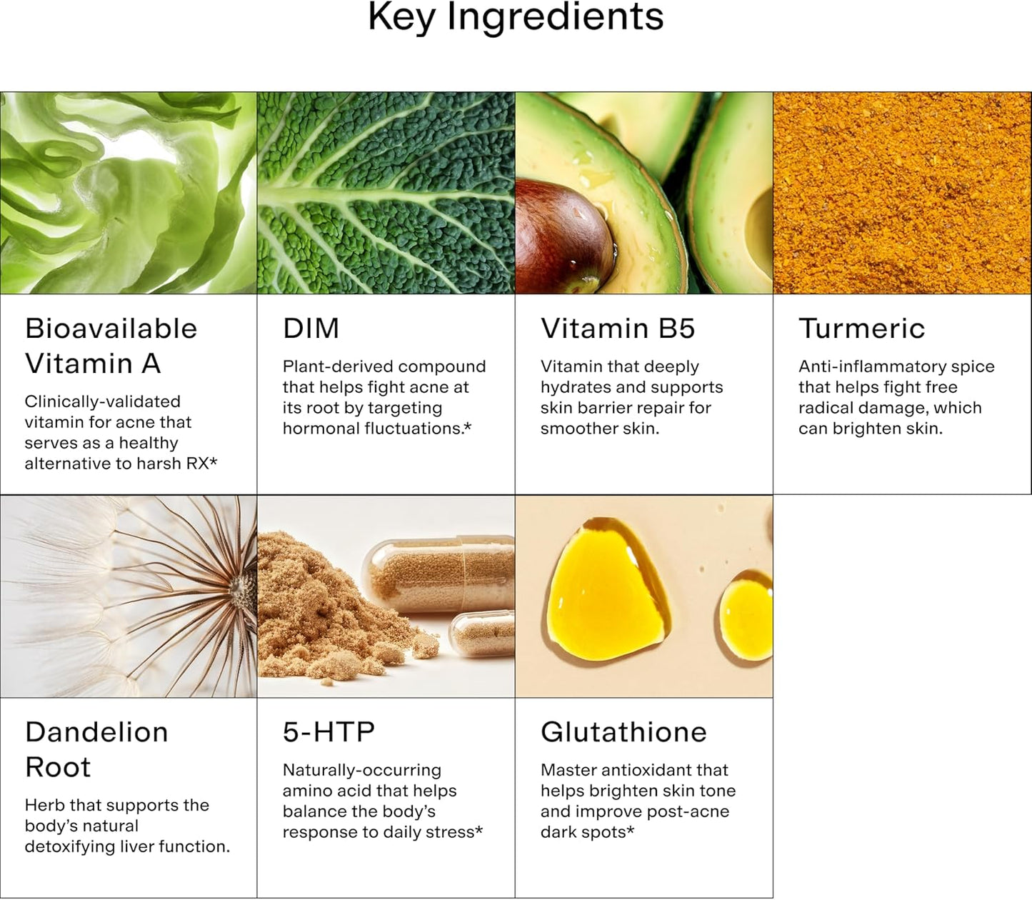 CLEARSTEM - Suplemento para el acné hormonal (5-HTP) - Suplemento natural de DIM - Vitaminas para el cuidado de la piel - Equilibrio hormonal, antioxidantes - Sin gluten, sin crueldad animal - 30 porciones, 90 cápsulas