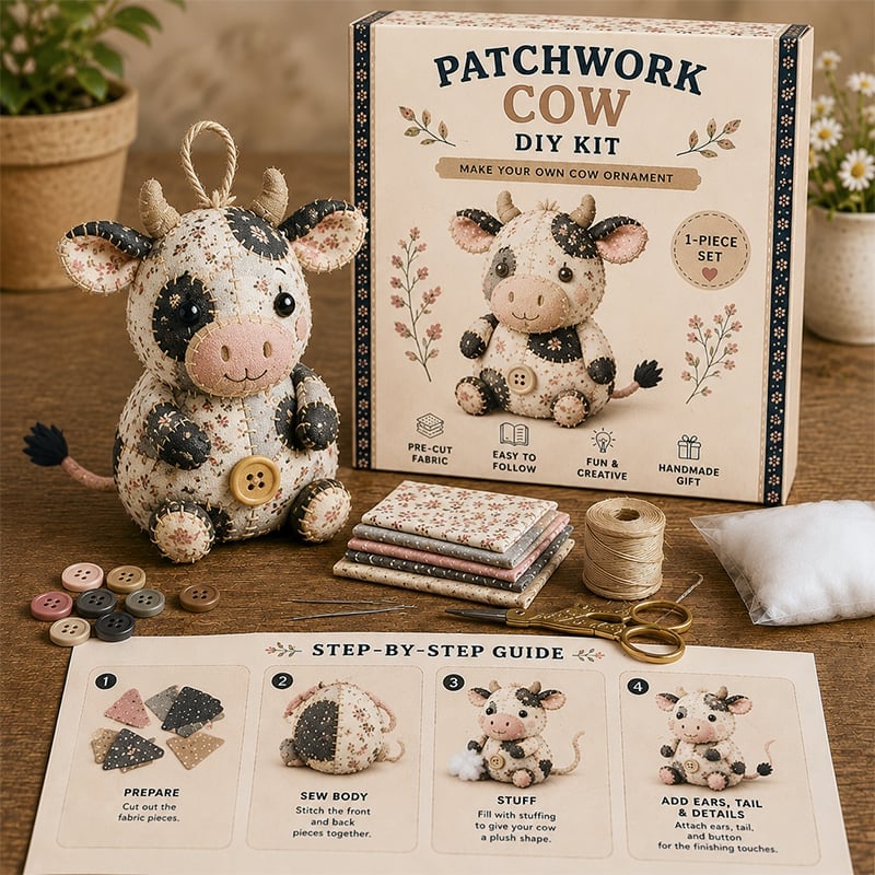 ⏳LIMITED TIME SALE 50% OFF🐮🧵DIY Patchwork Animal Kit – Create Your Own Adorable Animals