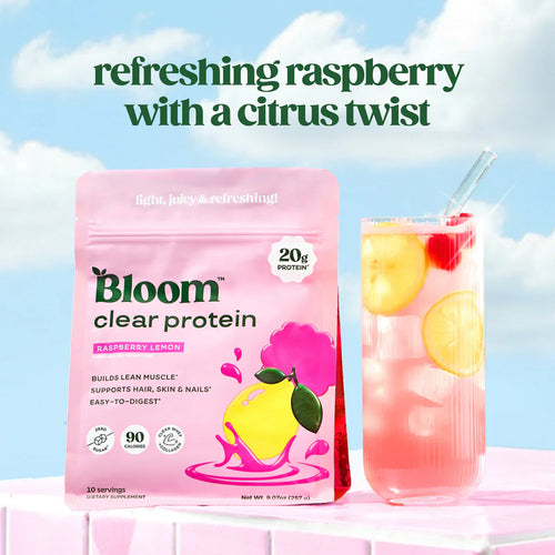 Bloom Nutrition Clear Protein - Mezcla de proteína de suero de leche clara y colágeno | 20 g de proteína, 90 calorías, 0 g de azúcar, bebida frutal ligera y refrescante | Proteína para mujeres