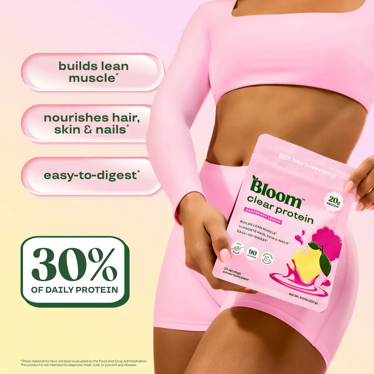 Bloom Nutrition Clear Protein - Mezcla de proteína de suero de leche clara y colágeno | 20 g de proteína, 90 calorías, 0 g de azúcar, bebida frutal ligera y refrescante | Proteína para mujeres