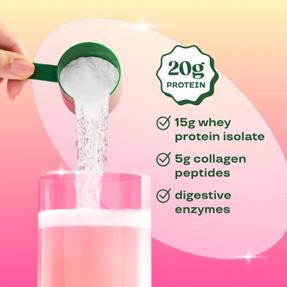 Bloom Nutrition Clear Protein - Mezcla de proteína de suero de leche clara y colágeno | 20 g de proteína, 90 calorías, 0 g de azúcar, bebida frutal ligera y refrescante | Proteína para mujeres