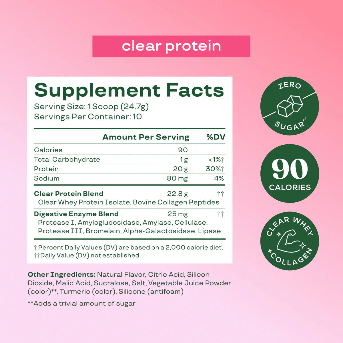 Bloom Nutrition Clear Protein - Mezcla de proteína de suero de leche clara y colágeno | 20 g de proteína, 90 calorías, 0 g de azúcar, bebida frutal ligera y refrescante | Proteína para mujeres