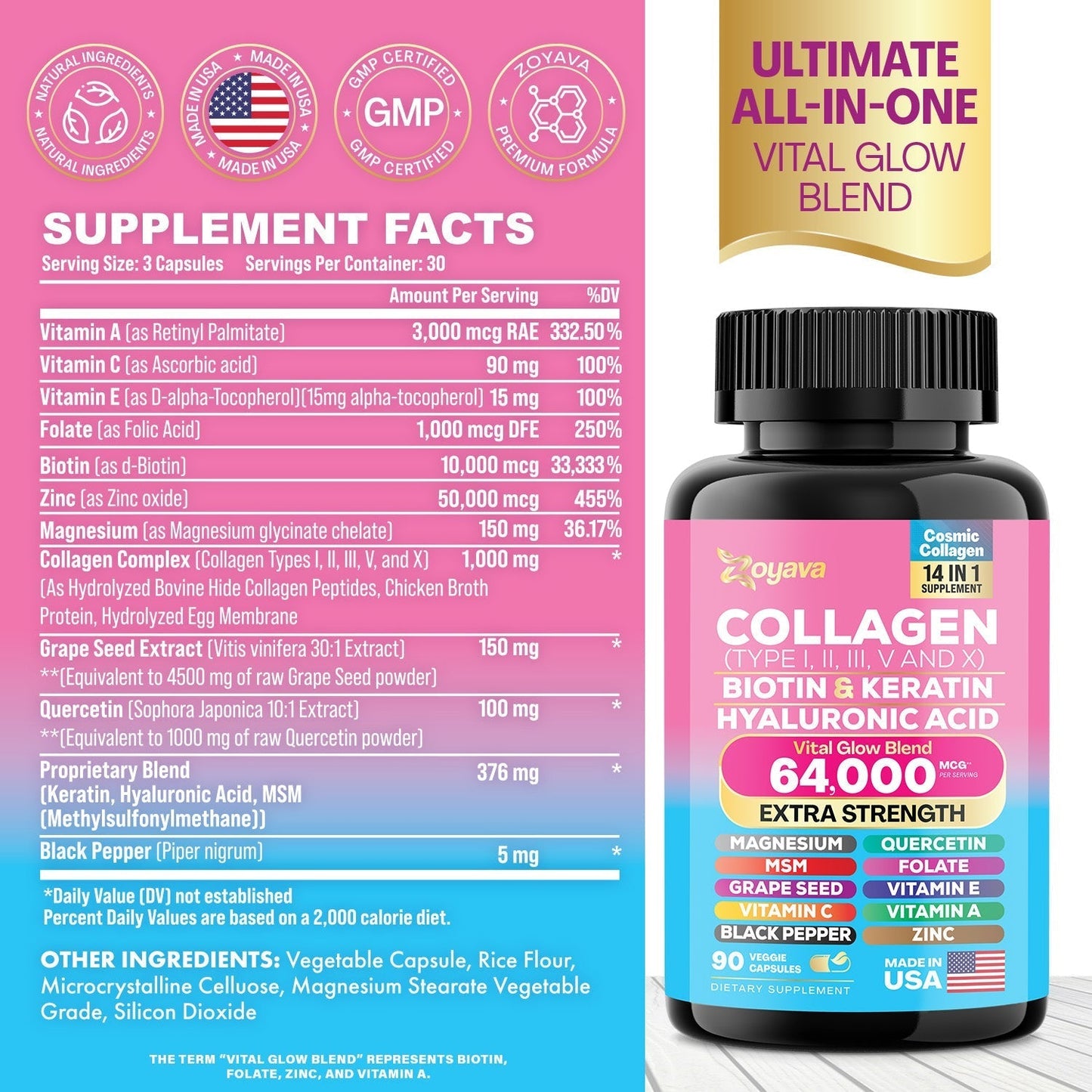 Complejo de Belleza Cosmic Collagen - 64,000 MCG - ¡Ilumina tu Resplandor!