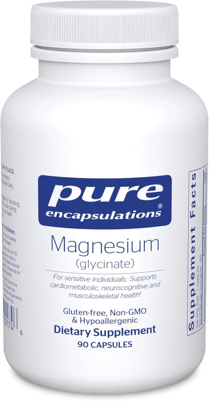 Pure Encapsulations Magnesio (Glicinato) - Suplemento para apoyar el alivio del estrés, el sueño, la salud cardíaca, los nervios, los músculos y el metabolismo* - con Glicinato de Magnesio - 90 cápsulas