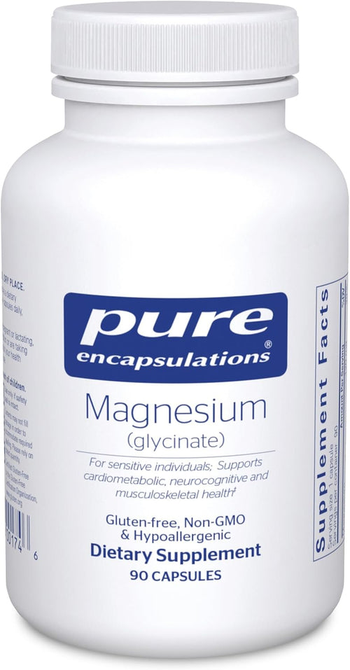 Pure Encapsulations Magnesio (Glicinato) - Suplemento para apoyar el alivio del estrés, el sueño, la salud cardíaca, los nervios, los músculos y el metabolismo* - con Glicinato de Magnesio - 90 cápsulas