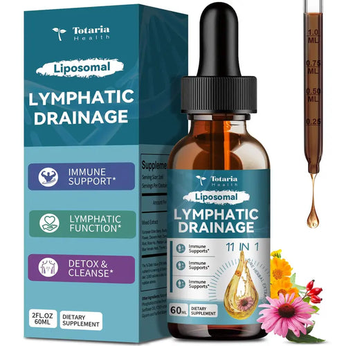 Liposomal Lymphatic Drainage Drops - 11 In 1 Organic Supplement with Burdock Root Echinacea Elderberry Calendula Cleavers Herb Dandelion Supports Lymphatic Health 2 FL.OZ Healthcare Natural