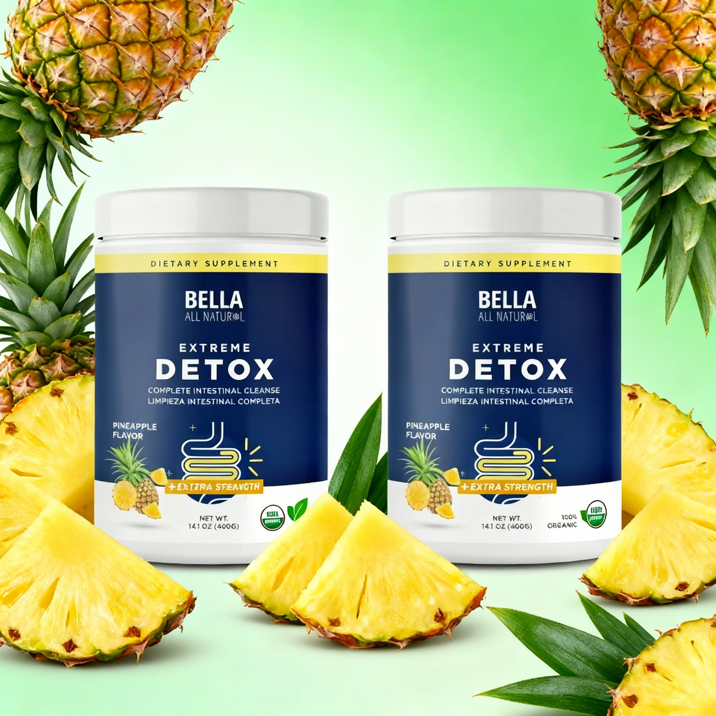 Polvo desintoxicante Pineapple Extreme – Favorece el equilibrio del sueño, la desintoxicación profunda y la luminosidad de la piel | Suplemento limpiador totalmente natural