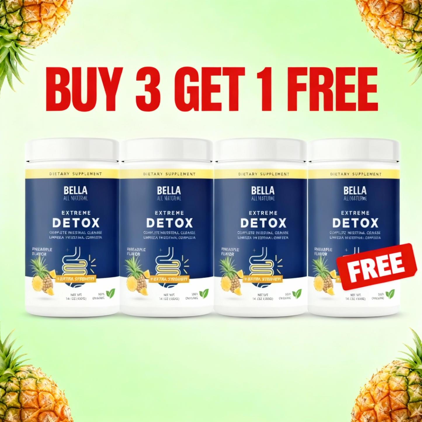 Polvo desintoxicante Pineapple Extreme – Favorece el equilibrio del sueño, la desintoxicación profunda y la luminosidad de la piel | Suplemento limpiador totalmente natural