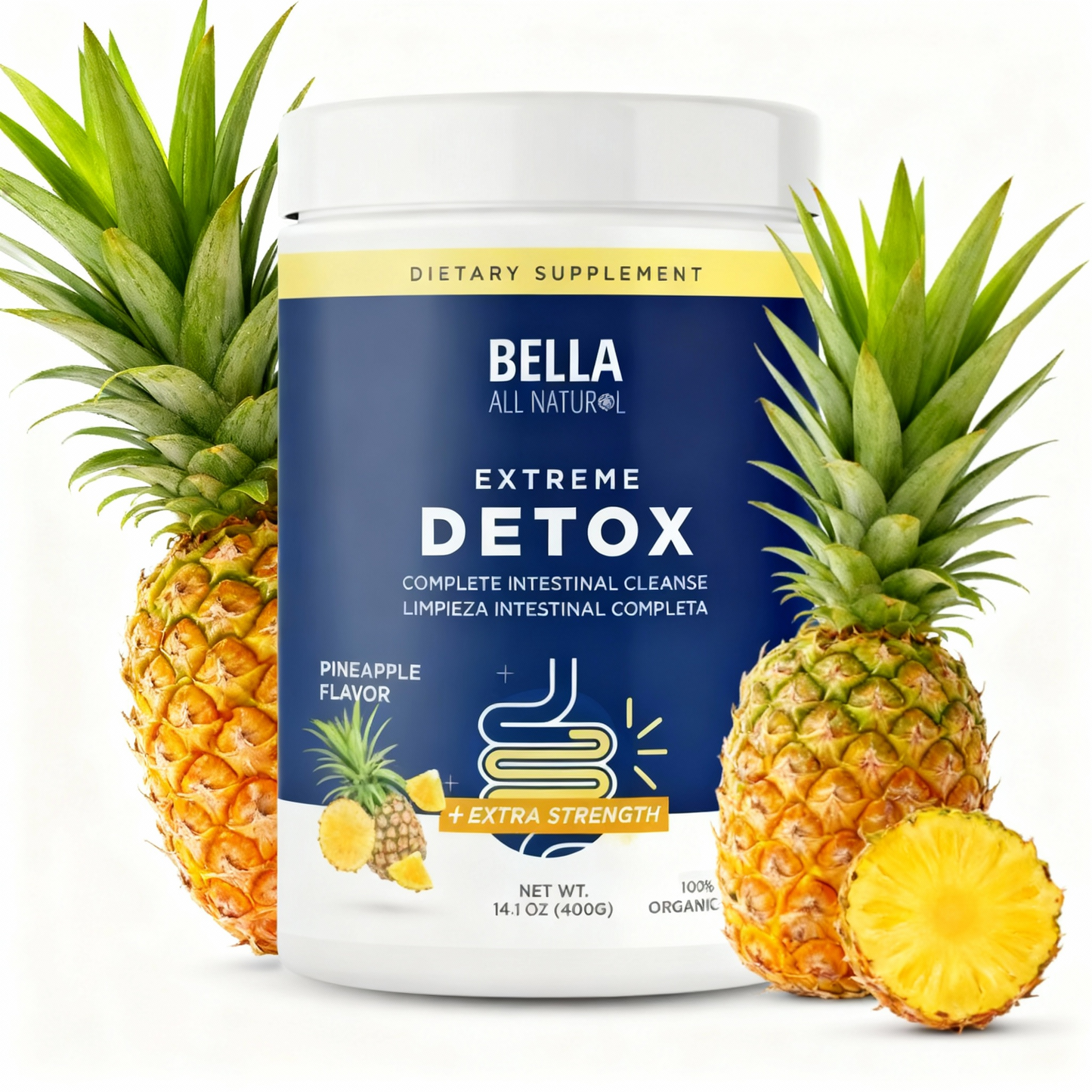 Polvo desintoxicante Pineapple Extreme – Favorece el equilibrio del sueño, la desintoxicación profunda y la luminosidad de la piel | Suplemento limpiador totalmente natural