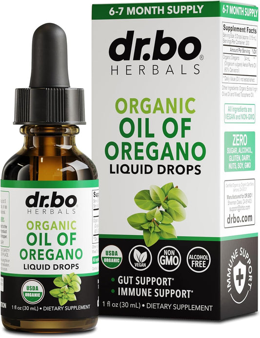 ¡Gotas de aceite de orégano líquido orgánico, limpiadoras, para apoyo inmunológico!