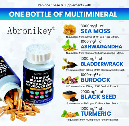 Sea Moss Supplement 60 Caps - Immune Boost + Gut Health | Premium Natural Sea Moss