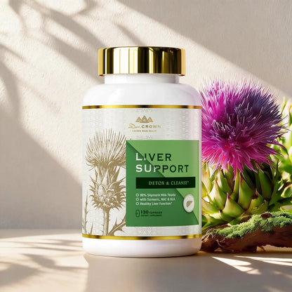 Dr. CROWN Liver Support Supplement for Detox & Cleanse with Milk Thistle, NAC, A
