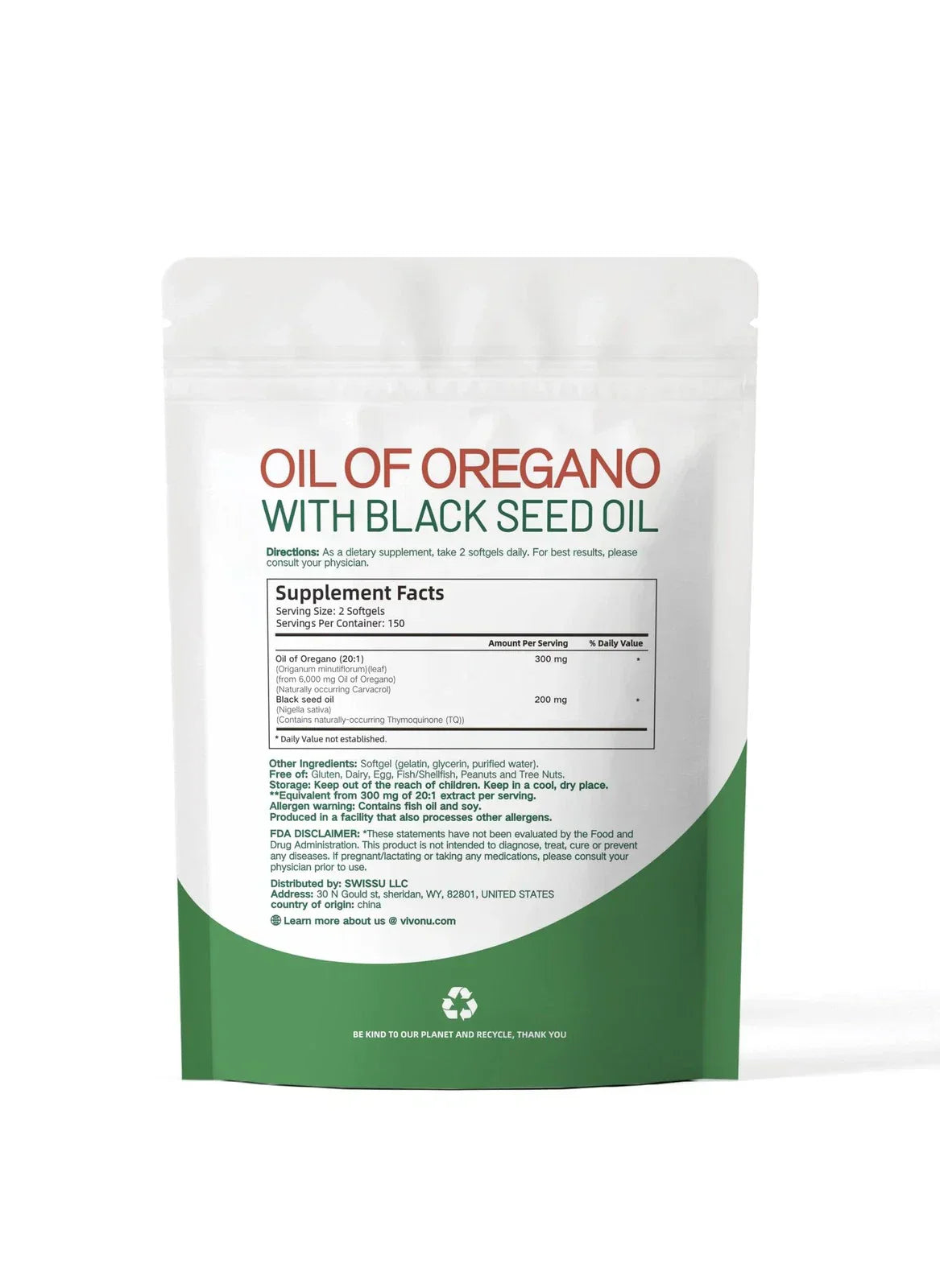Aceite De Orégano En 300 Cápsulas Con Carvacrol y Timol Aceite De Semilla Negra 6200 mg